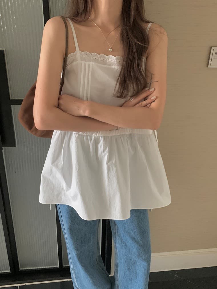 재고 있음 chic 연령 감소 레이스 레이스 패치워크 펌프 로프 허리 수축 조끼 슬립 드레스 상세 이미지 12