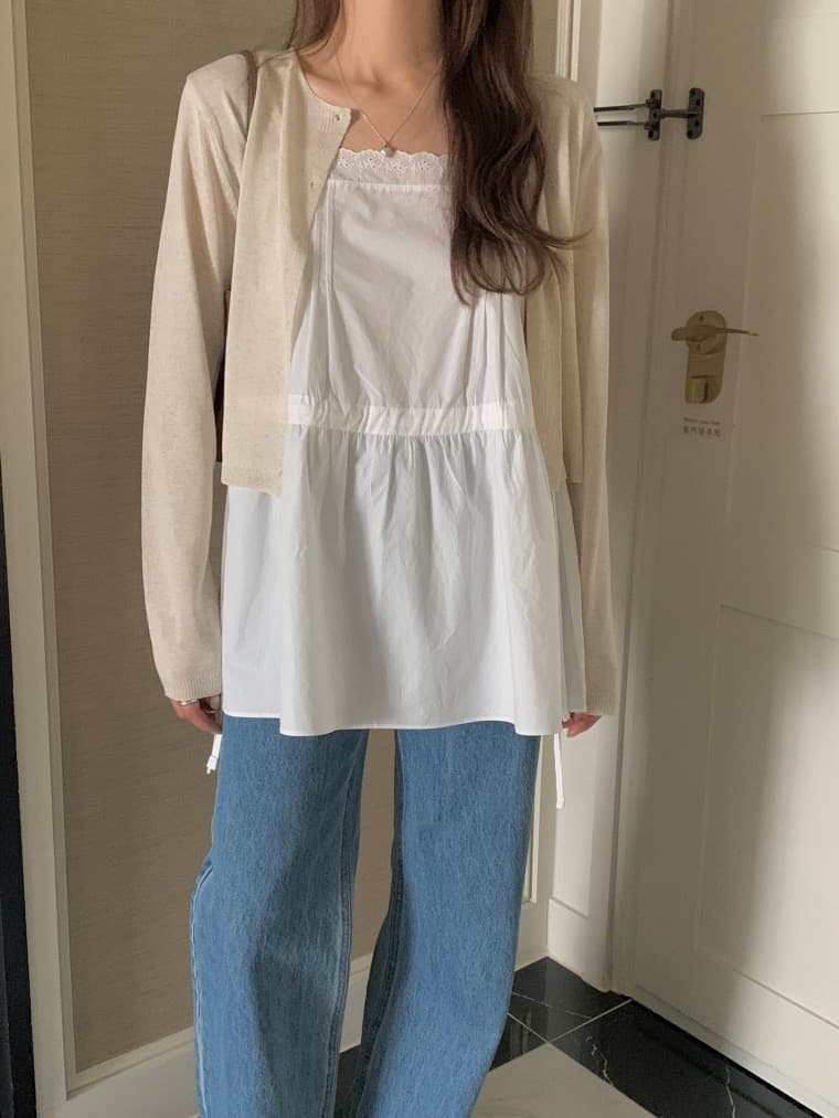 재고 있음 chic 연령 감소 레이스 레이스 패치워크 펌프 로프 허리 수축 조끼 슬립 드레스 상세 이미지 20