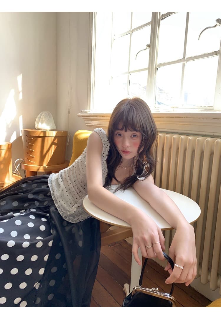 chic 불규칙 무거운 작업 패치워크 신제품 도트 무늬 셔츠 상세 이미지 6