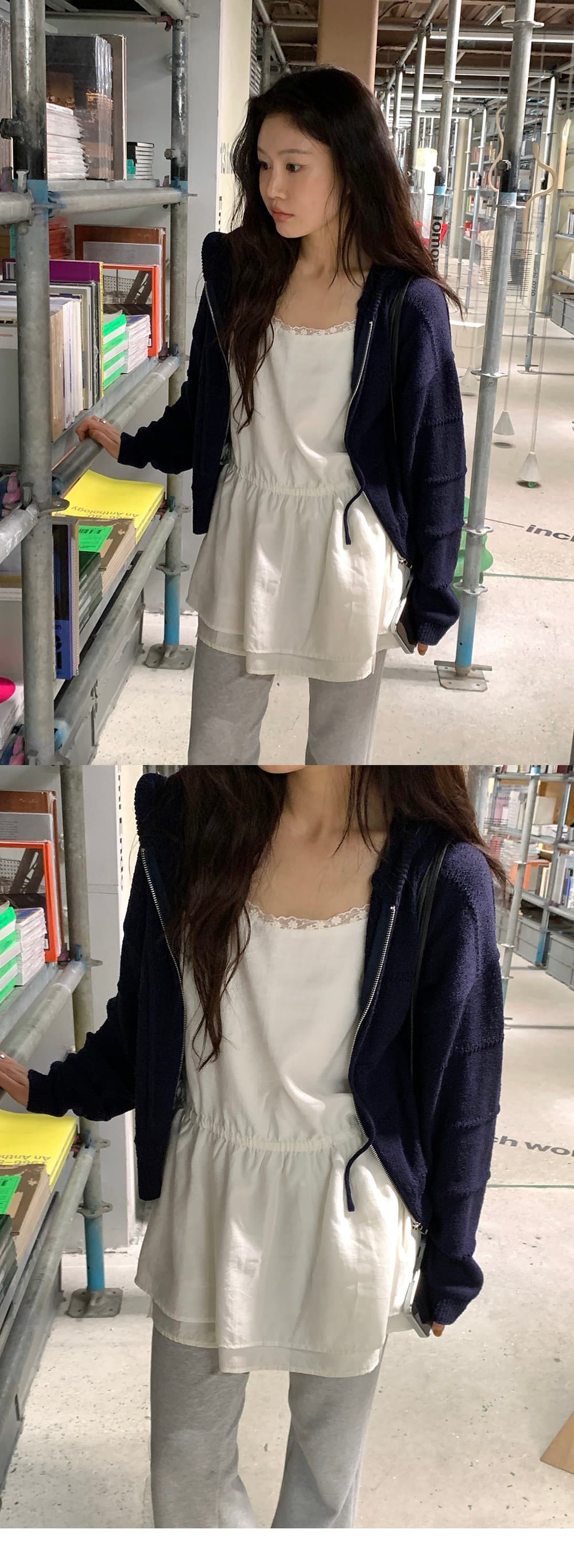 재고 있음 chic 다용도 패치워크 레이스 허리 펌프 로프 만나는 외출용 슬립 드레스 상세 이미지 4