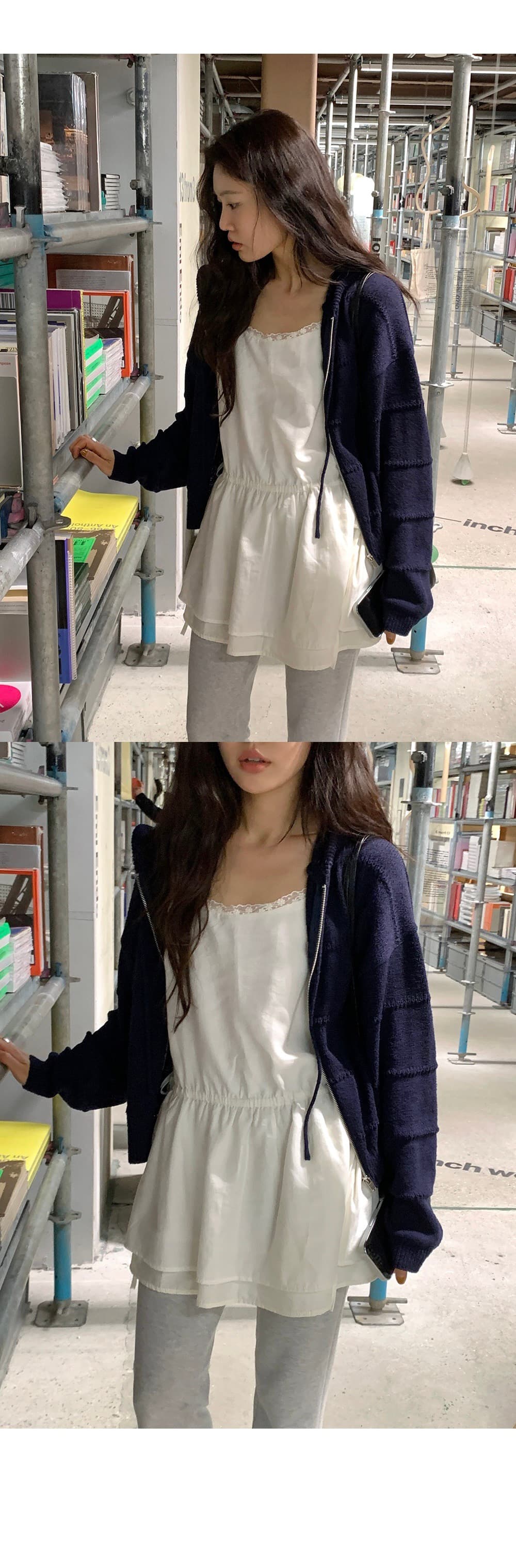 재고 있음 chic 다용도 패치워크 레이스 허리 펌프 로프 만나는 외출용 슬립 드레스 상세 이미지 10