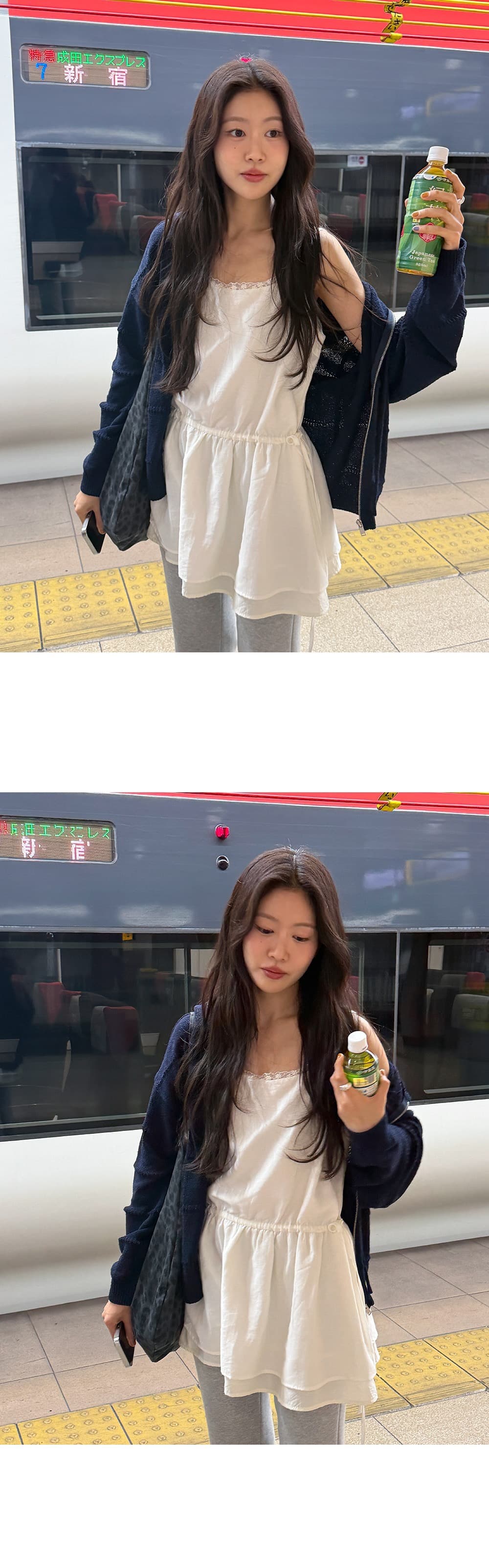 재고 있음 chic 다용도 패치워크 레이스 허리 펌프 로프 만나는 외출용 슬립 드레스 상세 이미지 19