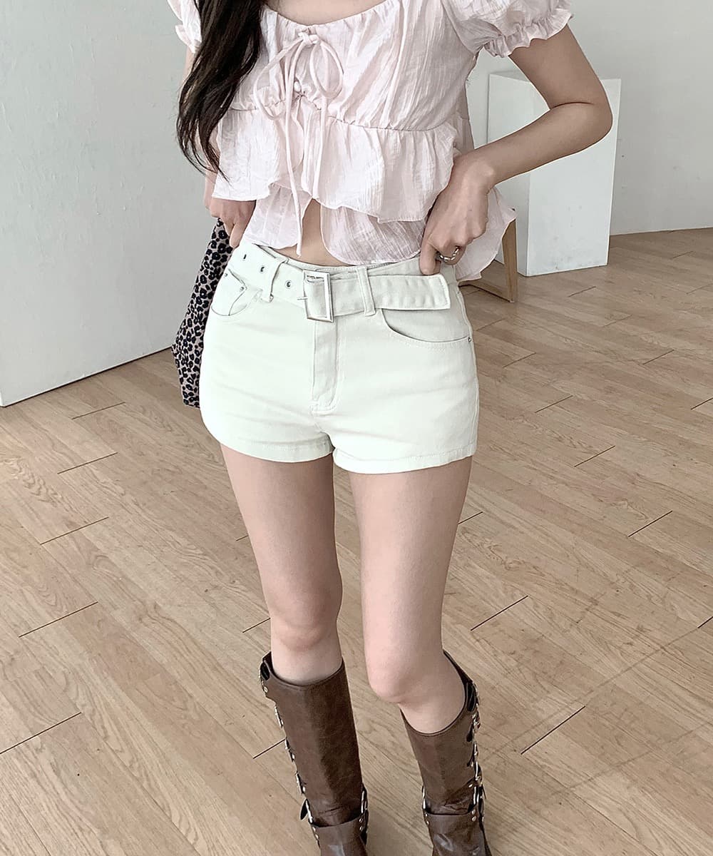 재고 있음 chic 쉬폰 블라우스 질감 센스 부드러운 바람 나비 넥타이 작은 셔츠 반팔 셔츠 상세 이미지 1