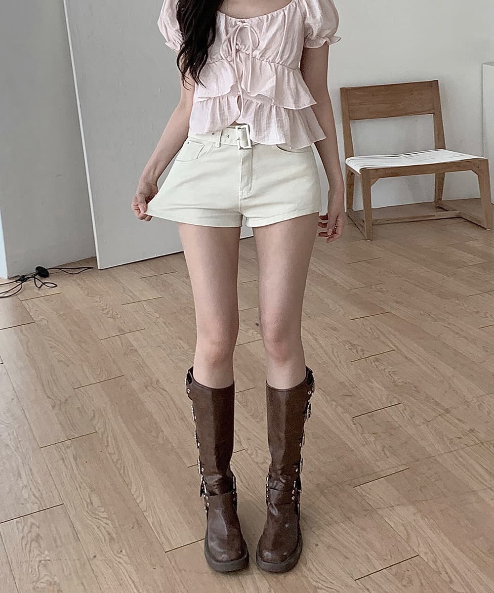 재고 있음 chic 쉬폰 블라우스 질감 센스 부드러운 바람 나비 넥타이 작은 셔츠 반팔 셔츠 상세 이미지 2