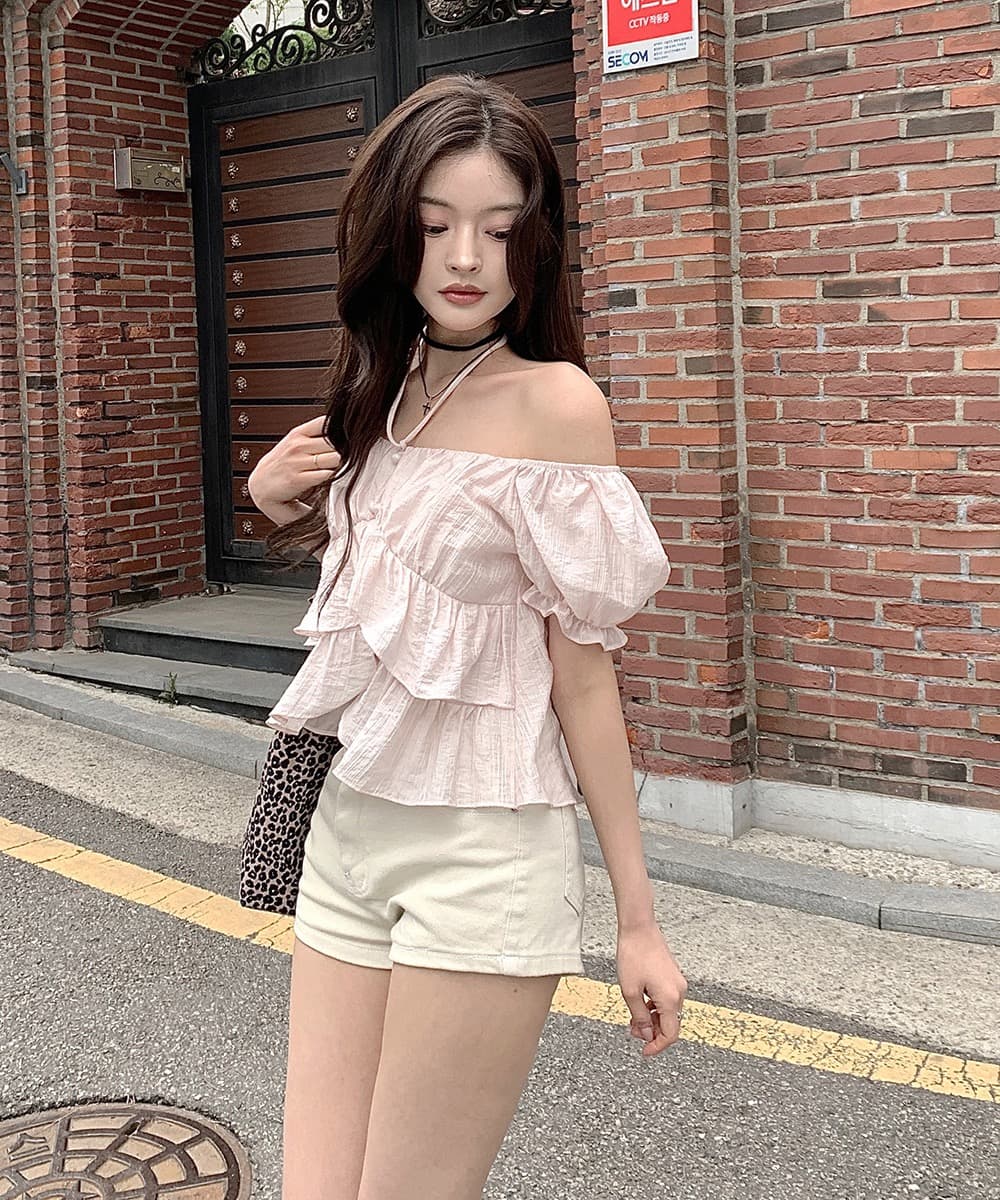 재고 있음 chic 쉬폰 블라우스 질감 센스 부드러운 바람 나비 넥타이 작은 셔츠 반팔 셔츠 상세 이미지 7