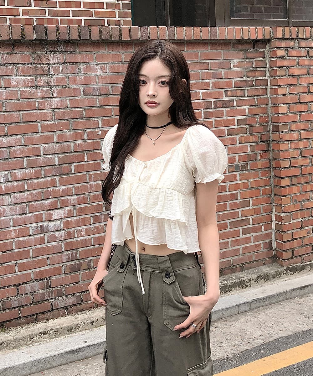 재고 있음 chic 쉬폰 블라우스 질감 센스 부드러운 바람 나비 넥타이 작은 셔츠 반팔 셔츠 상세 이미지 12