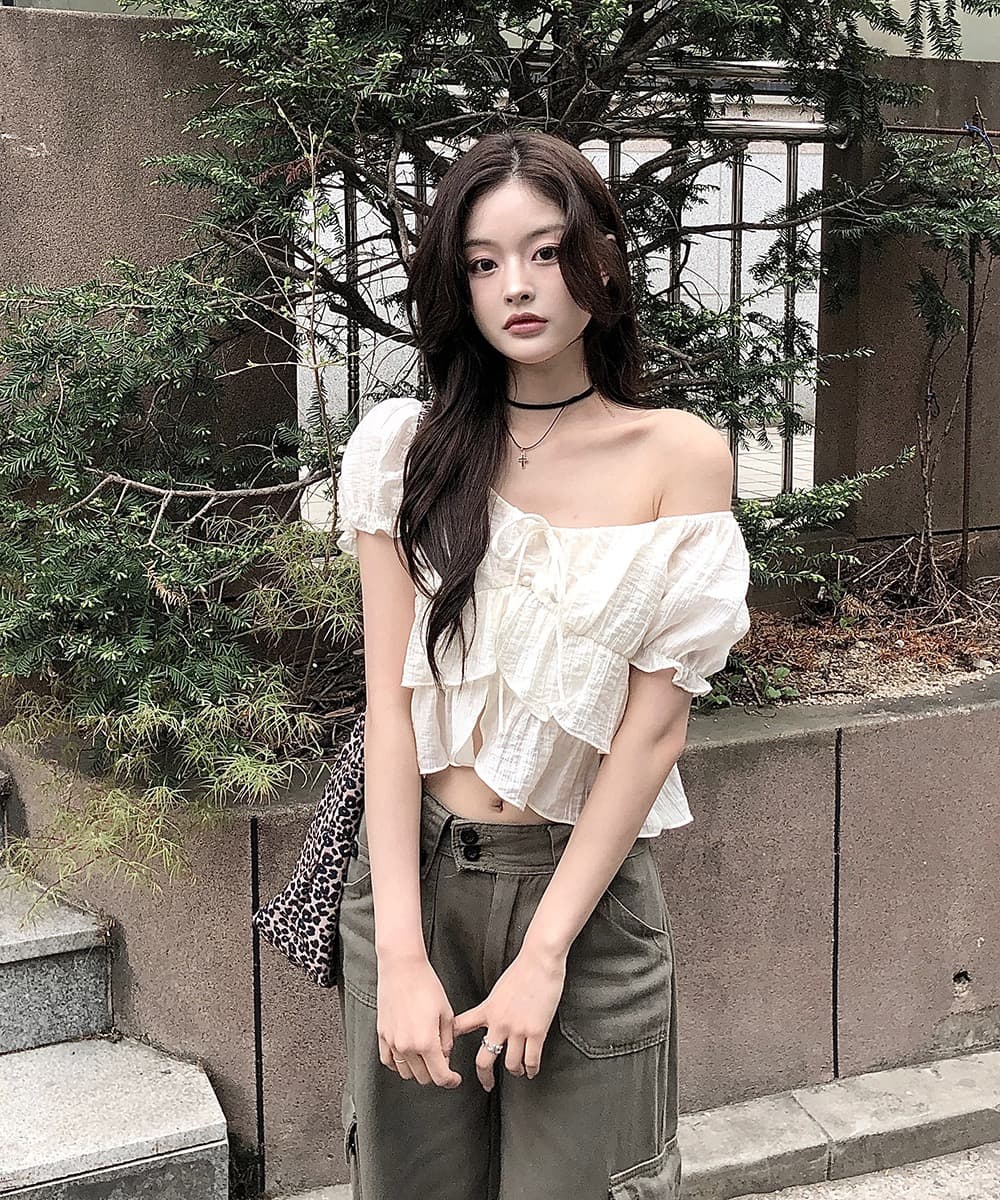 재고 있음 chic 쉬폰 블라우스 질감 센스 부드러운 바람 나비 넥타이 작은 셔츠 반팔 셔츠 상세 이미지 15