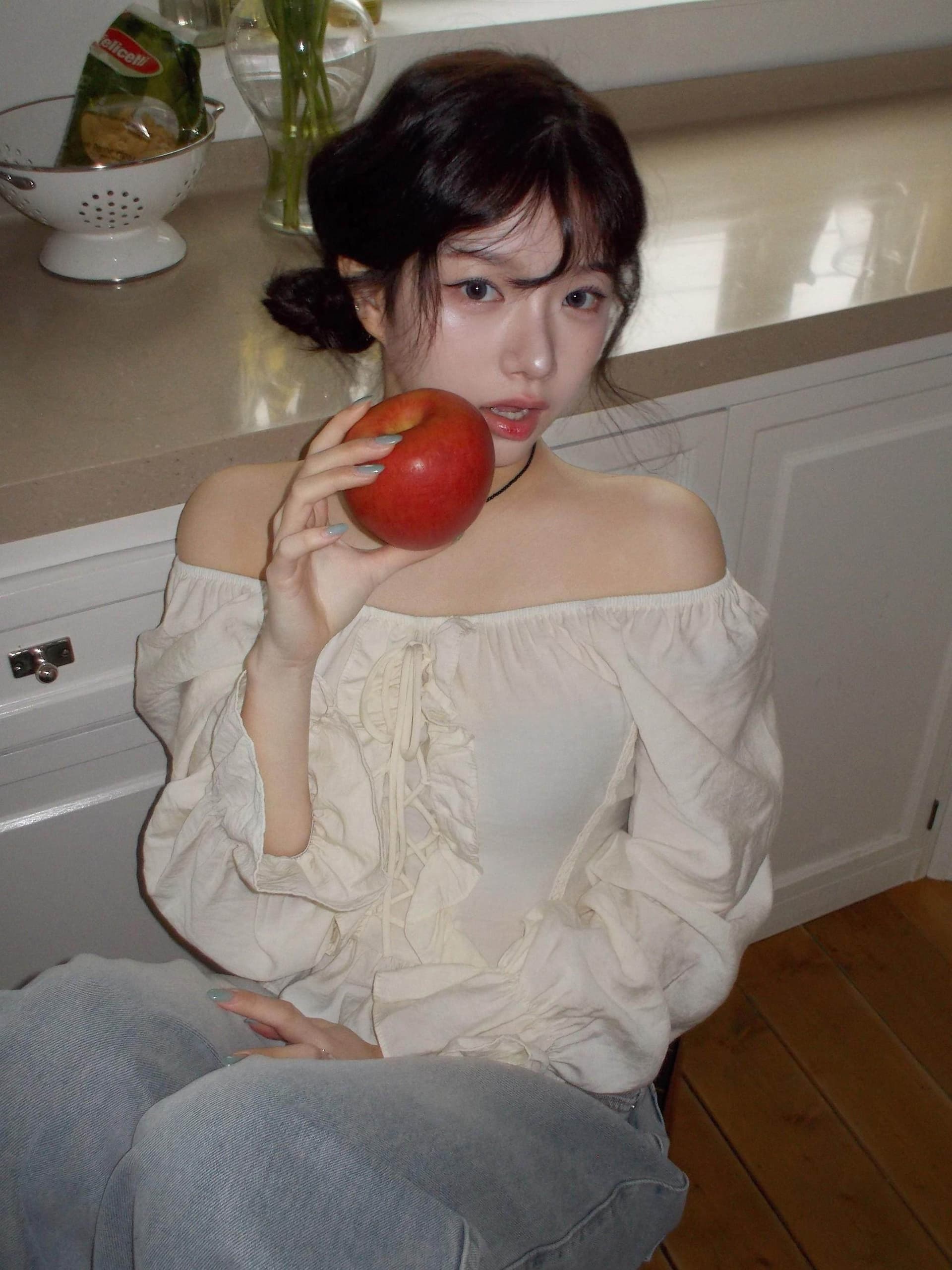 chic 섹시함 둘 착용 칼라 달콤함 프릴 긴팔 셔츠 상세 이미지 11