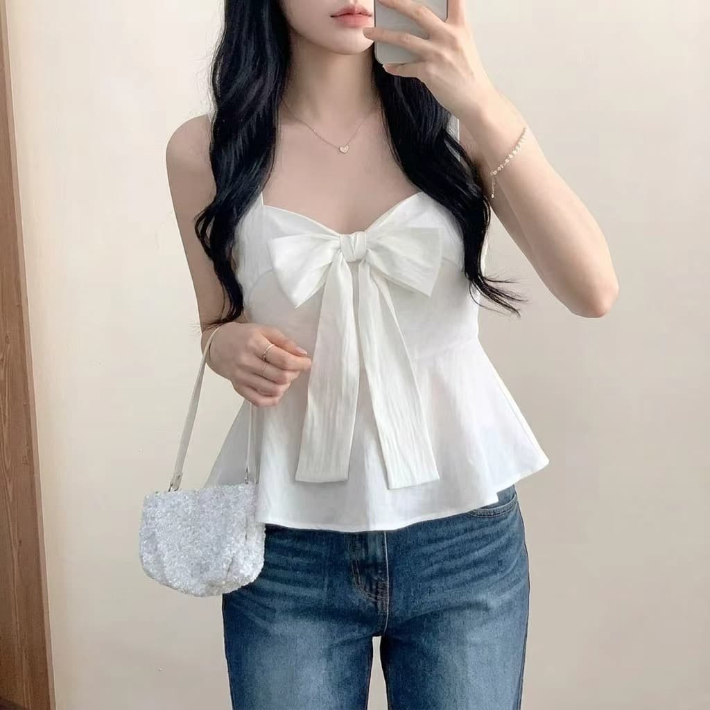 재고 있음 chic 여름 새로운 달콤함 레이스 레이스업 캐미솔 이미지 2