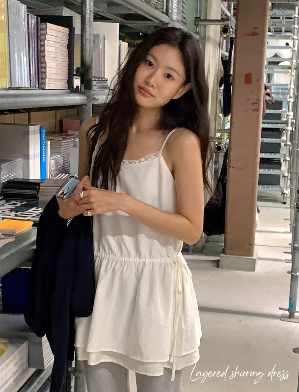 재고 있음 다용도 패치워크 레이스 허리 펌프 로프 만나는 외출용 슬립 드레스 상세 이미지 1