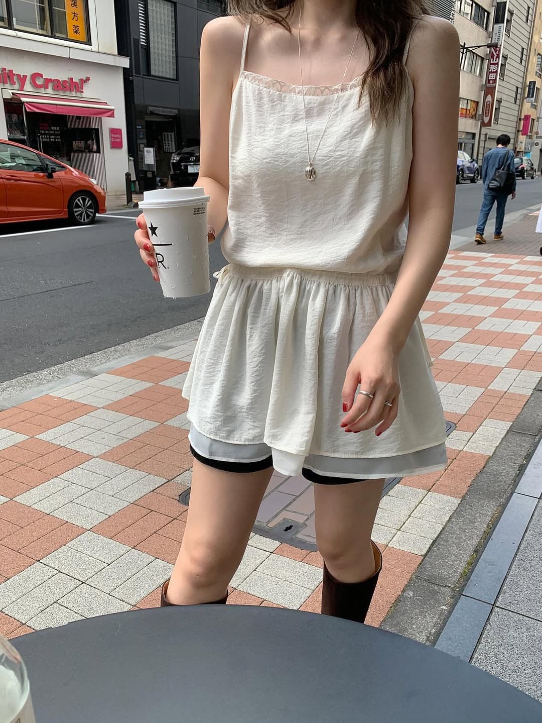 재고 있음 다용도 패치워크 레이스 허리 펌프 로프 만나는 외출용 슬립 드레스 상세 이미지 2
