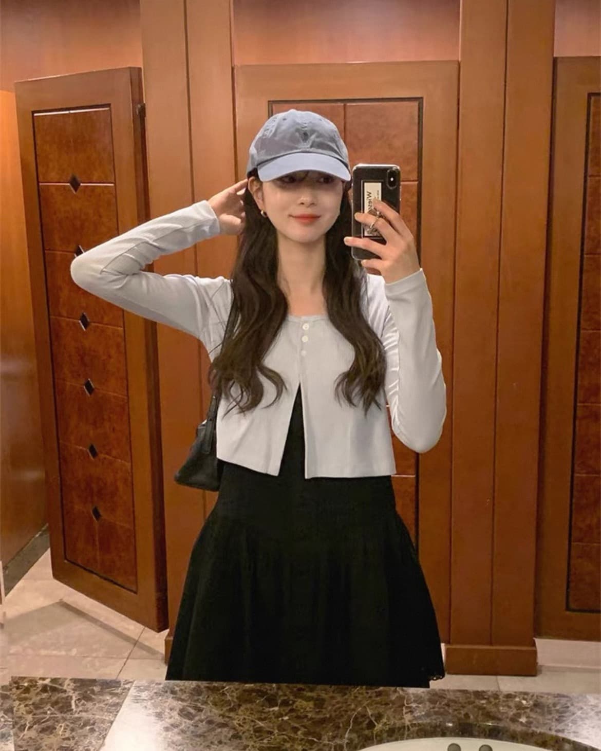 chic 한국 스타일 플리츠 광장 칼라 슬립 드레스 이미지 4