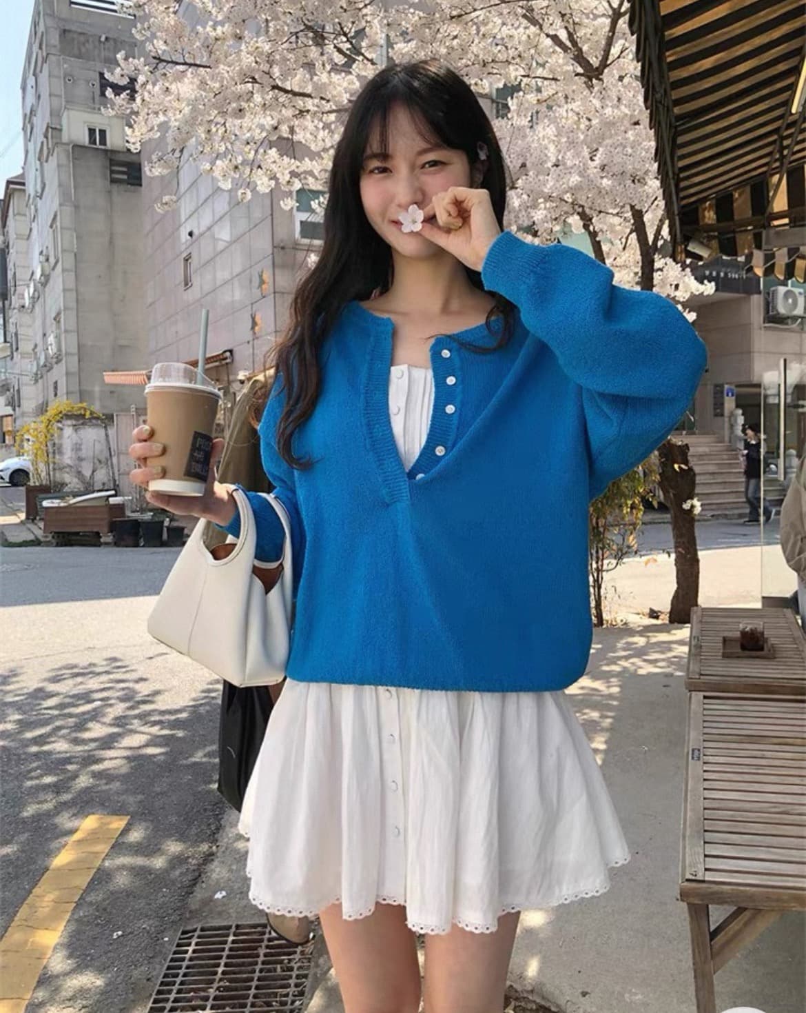 chic 한국 스타일 플리츠 광장 칼라 슬립 드레스 상세 이미지 3