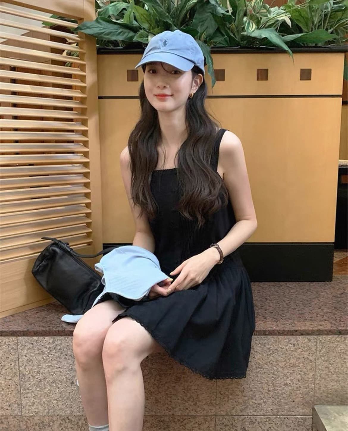chic 한국 스타일 플리츠 광장 칼라 슬립 드레스 상세 이미지 15
