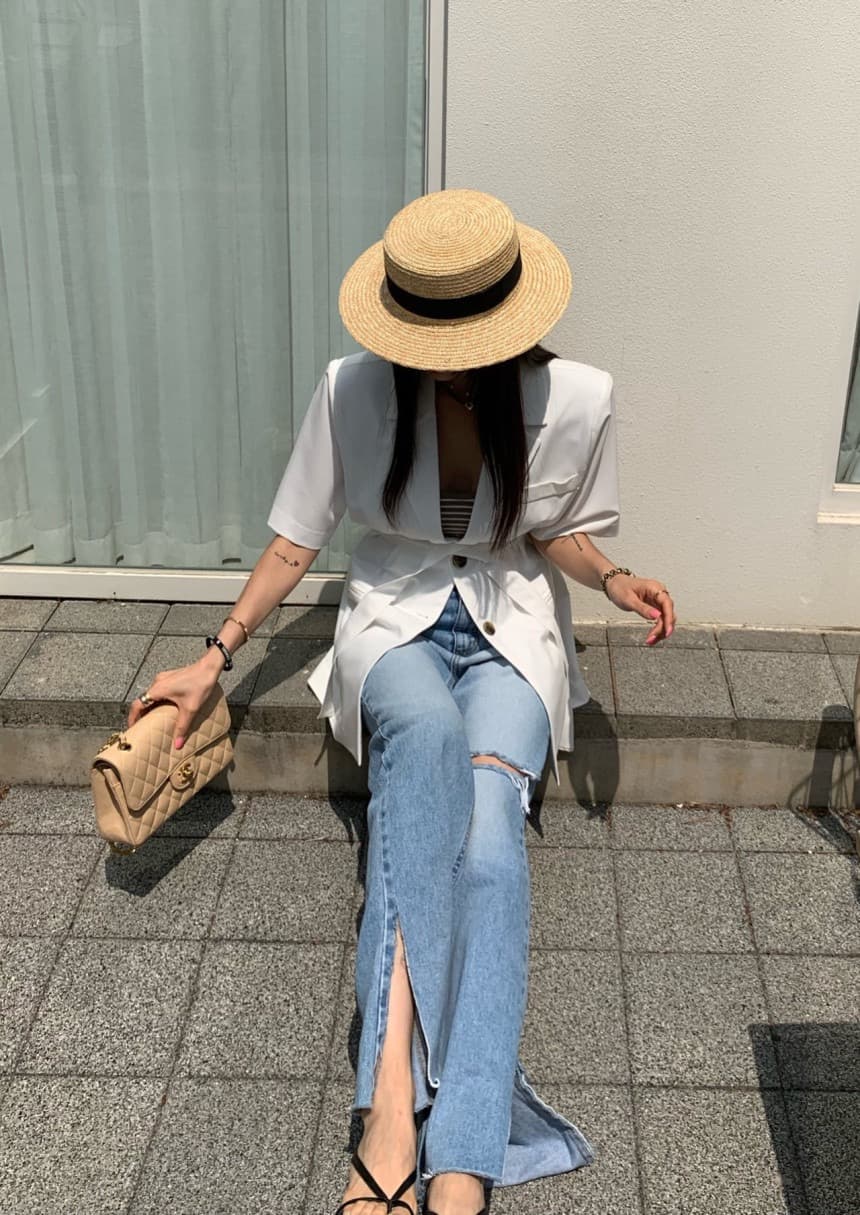 재고 있음 chic 벨트 조정 부서 버클 캐주얼 품격 ol 정장 짧은 䄂 재킷 상세 이미지 8