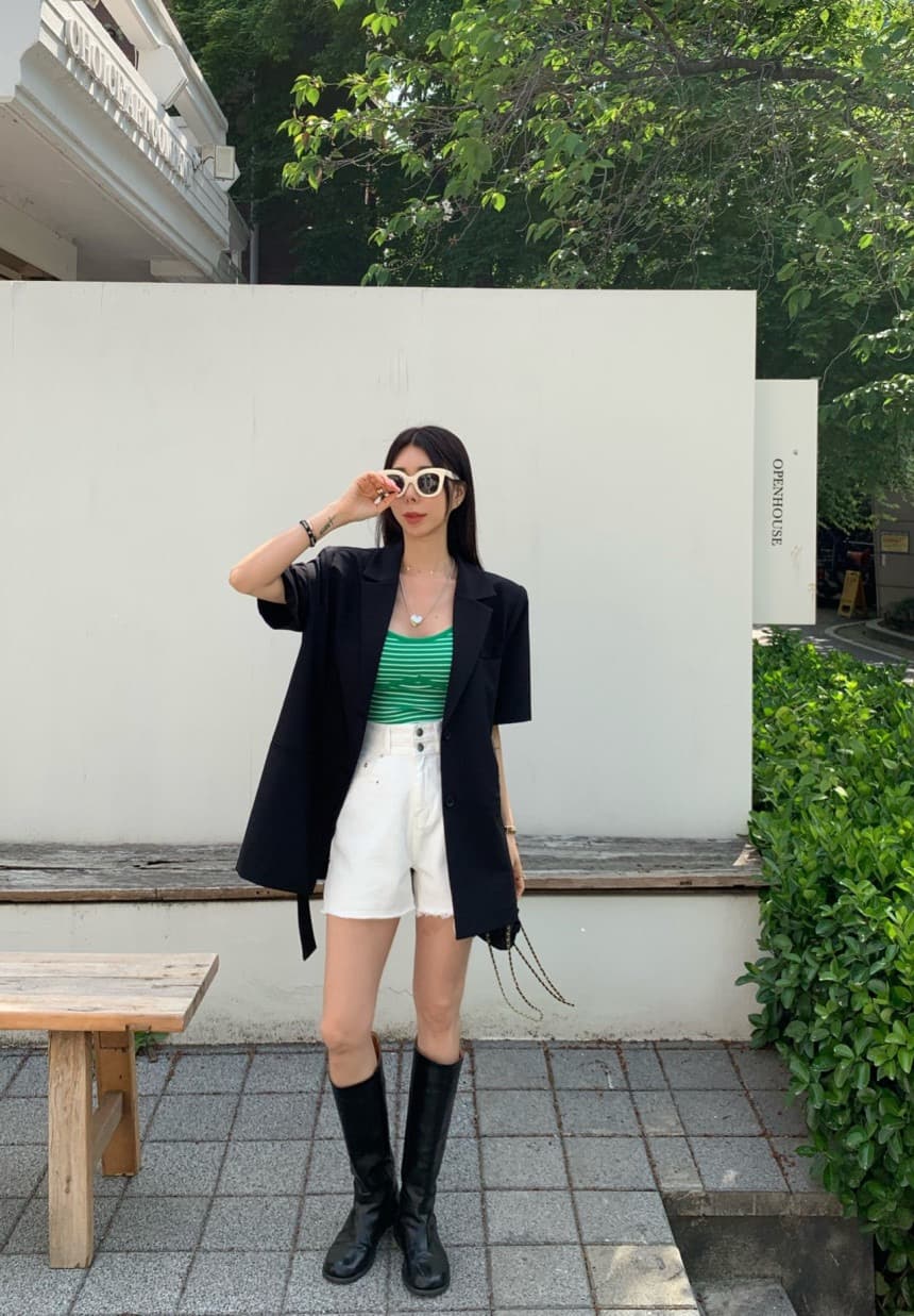 재고 있음 chic 벨트 조정 부서 버클 캐주얼 품격 ol 정장 짧은 䄂 재킷 상세 이미지 12