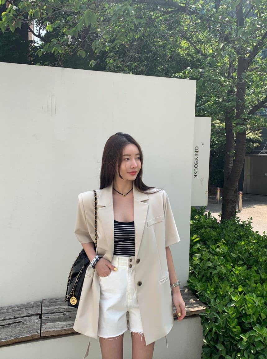 재고 있음 chic 벨트 조정 부서 버클 캐주얼 품격 ol 정장 짧은 䄂 재킷 상세 이미지 13