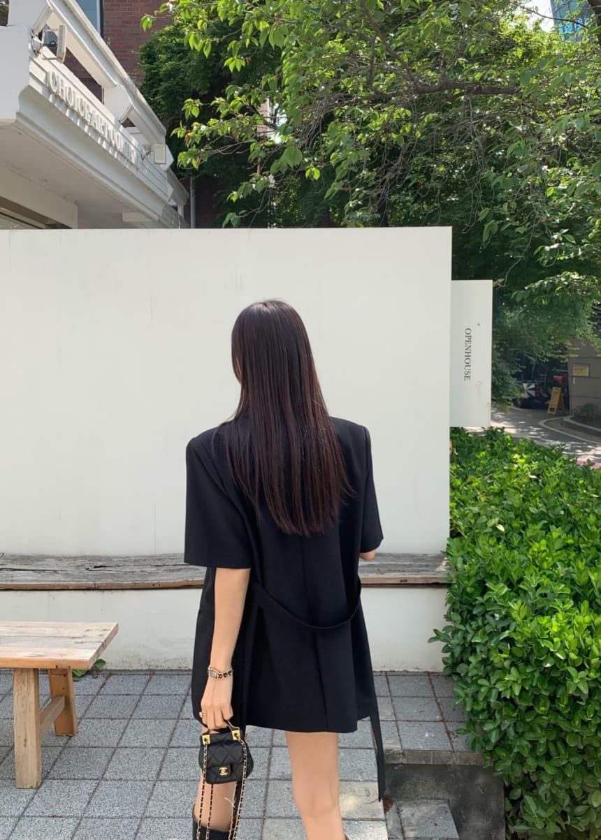 재고 있음 chic 벨트 조정 부서 버클 캐주얼 품격 ol 정장 짧은 䄂 재킷 상세 이미지 17
