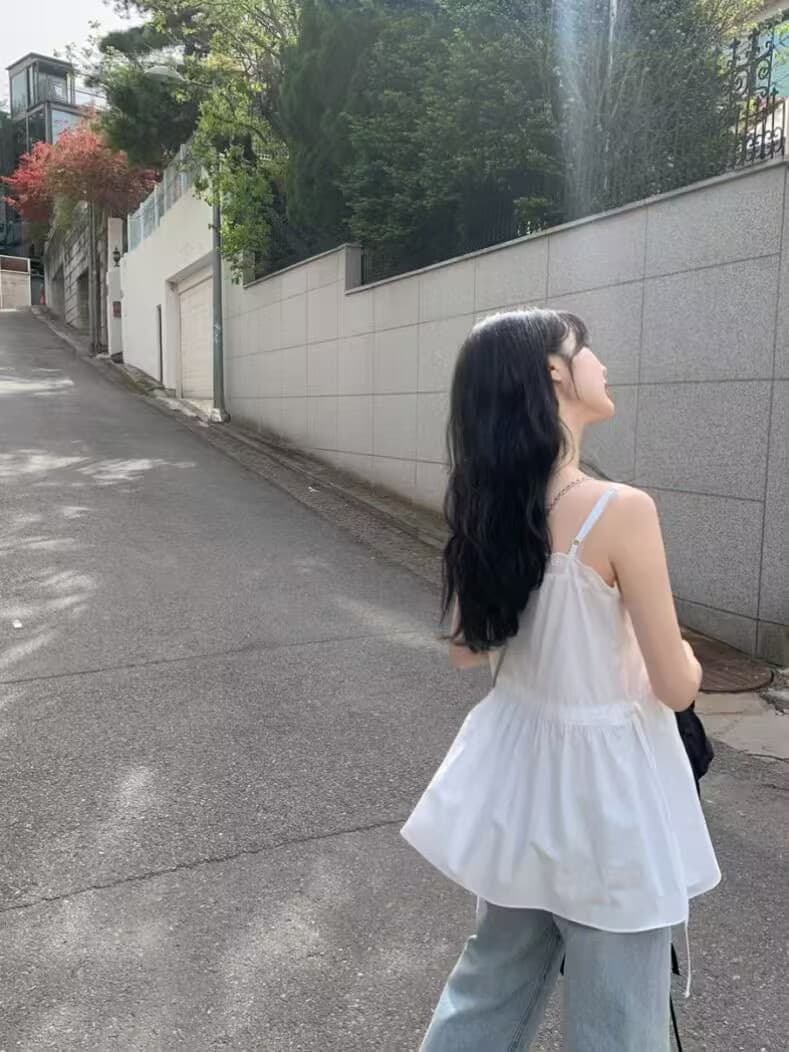 재고 있음 chic 연령 감소 레이스 레이스 패치워크 펌프 로프 허리 수축 조끼 슬립 드레스 상세 이미지 5