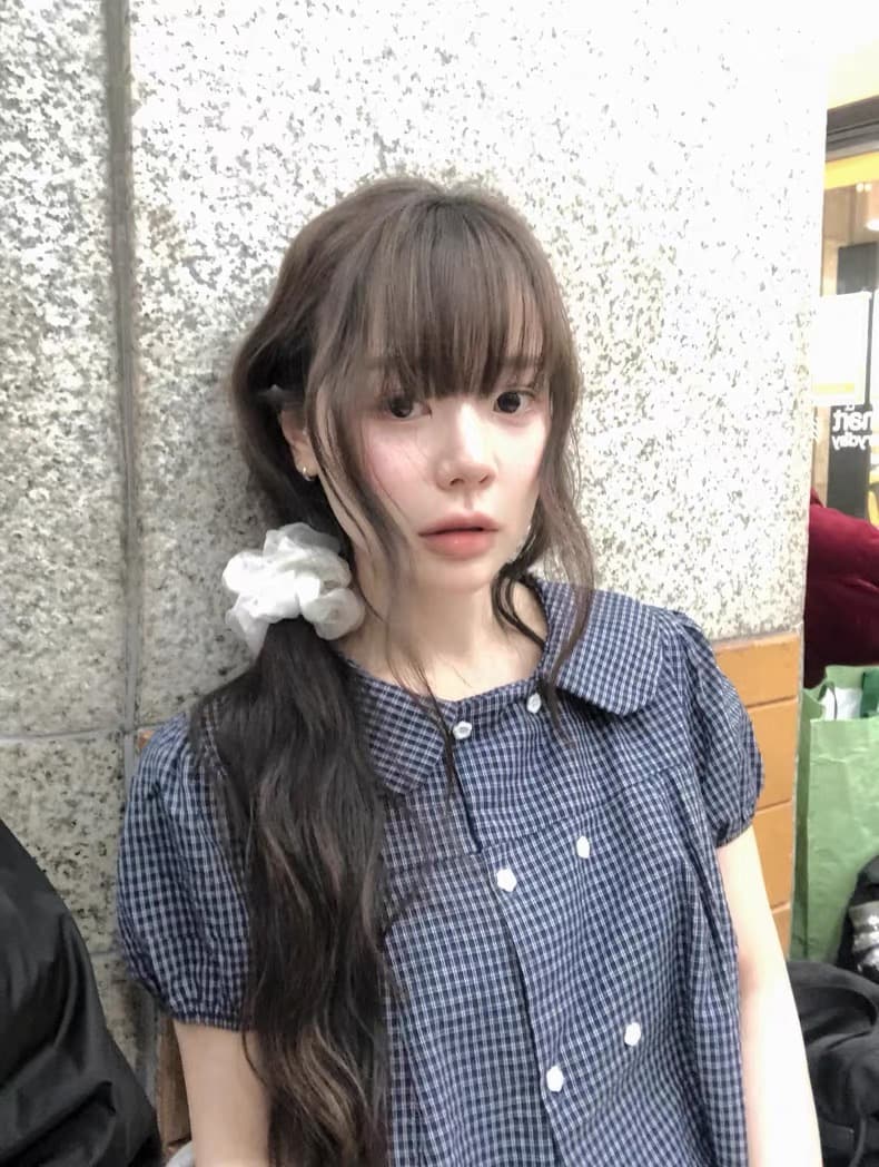 재고 있음 2026 새로운 한국 스타일 패션 다용도 레트로 베이비 칼라 체크무늬 맨위 여성 상세 이미지 7