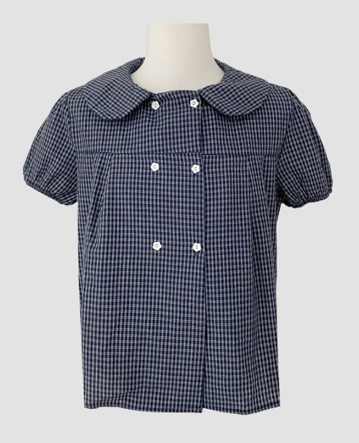 재고 있음 2026 새로운 한국 스타일 패션 다용도 레트로 베이비 칼라 체크무늬 맨위 여성 상세 이미지 2