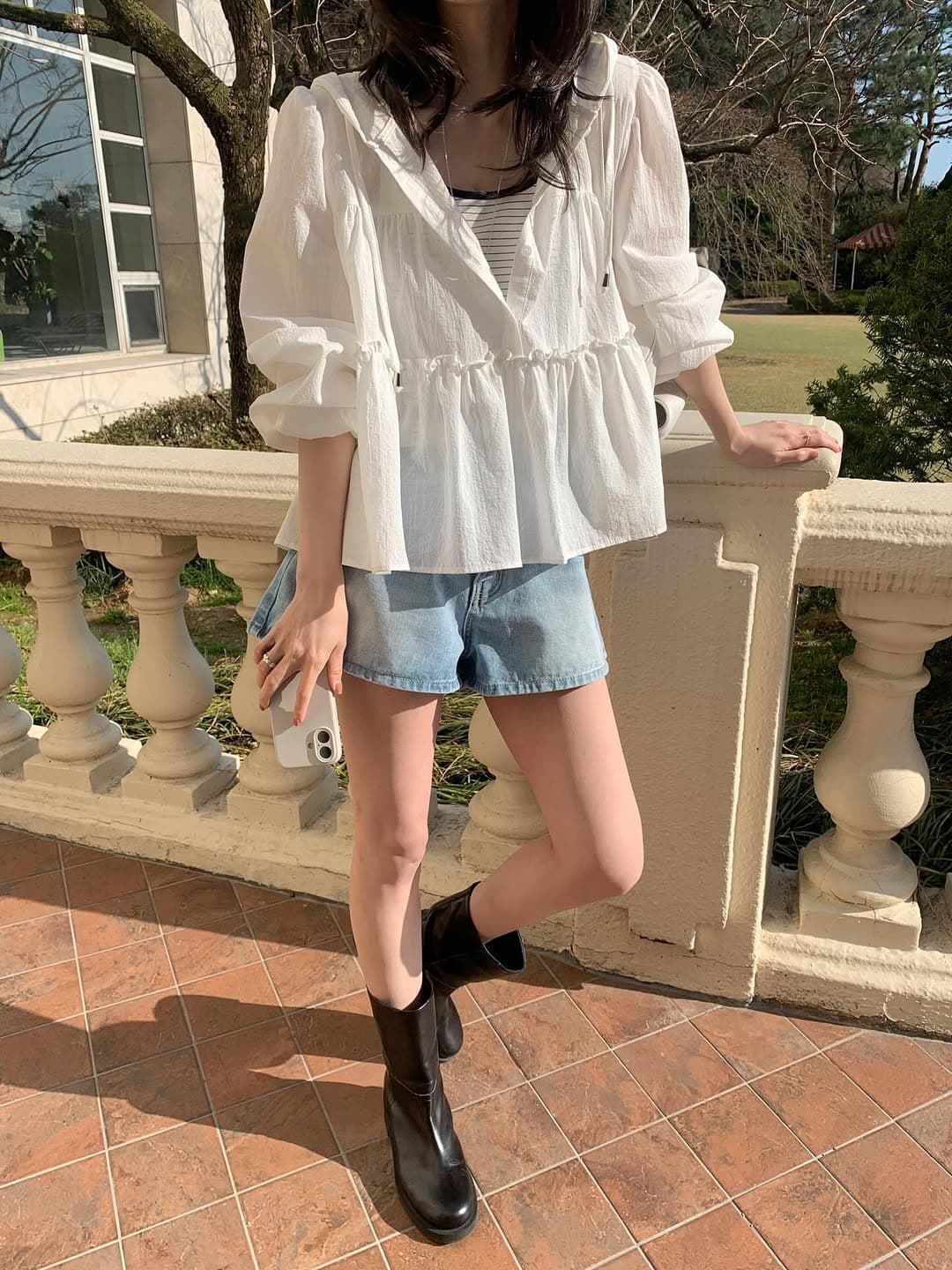 chic 후드 큰 진자 카디건 코트 출퇴근 자외선 차단 얇고 가벼운 상세 이미지 17