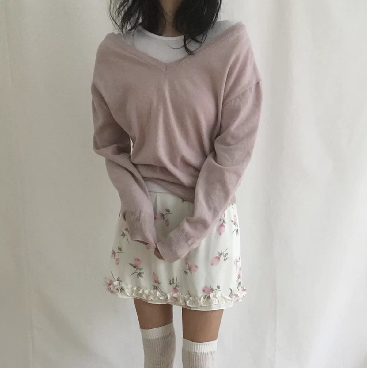 재고 있음 chic 일본식 크림 장미 낭만주의 센스 분위기 레이스 반신 미니 스커트 이미지 4