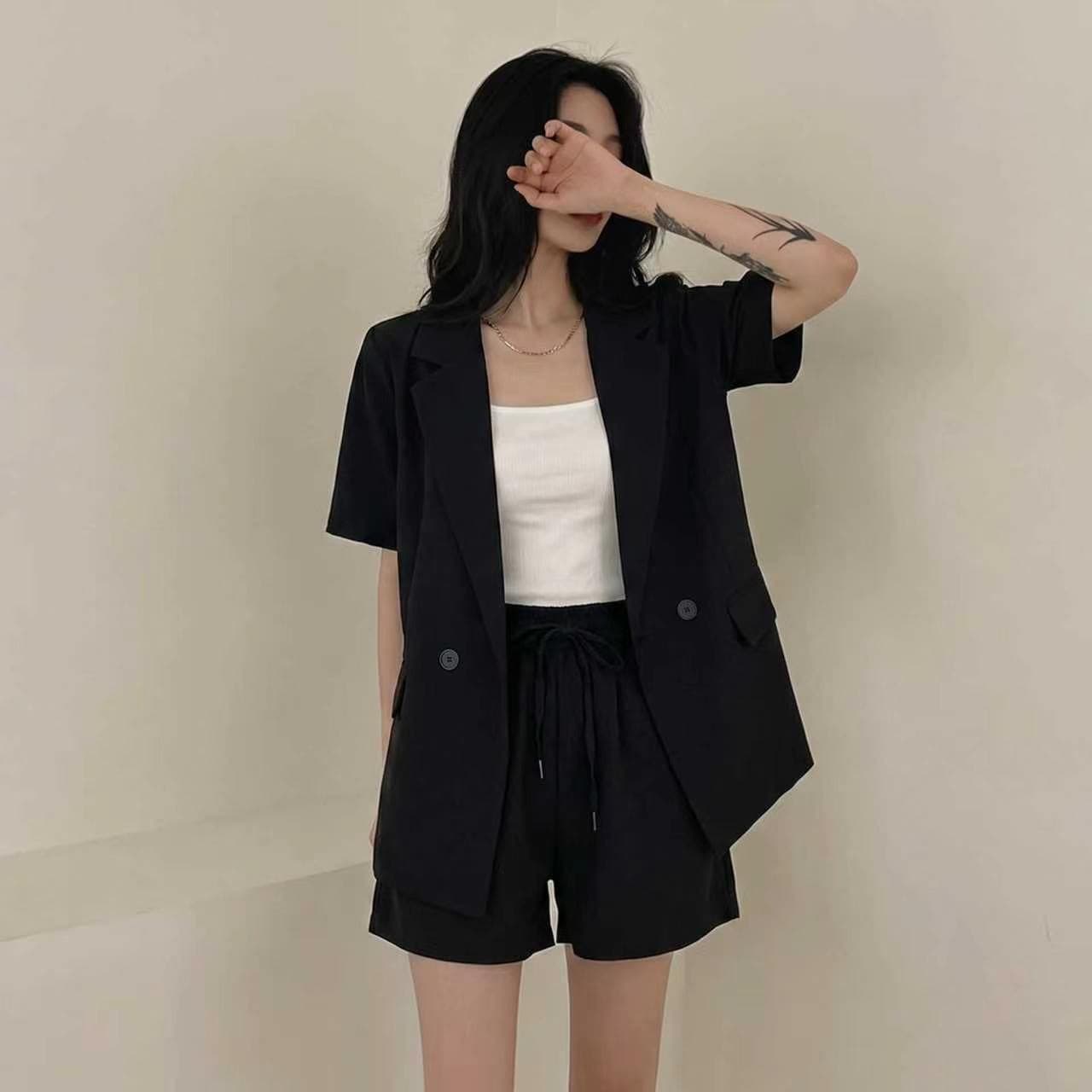 선적 중 chic 다용도 캐주얼 정장 반바지 세트 투피스 세트 상세 이미지 4