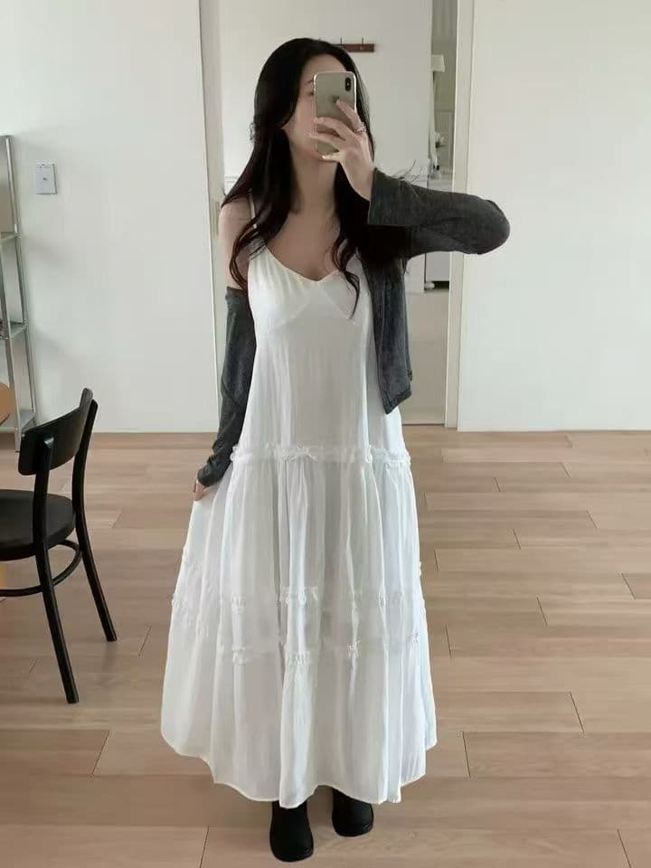 있음 선적 한국 ins 달콤함 목이버섯 레이스 슬립 드레스 상세 이미지 1