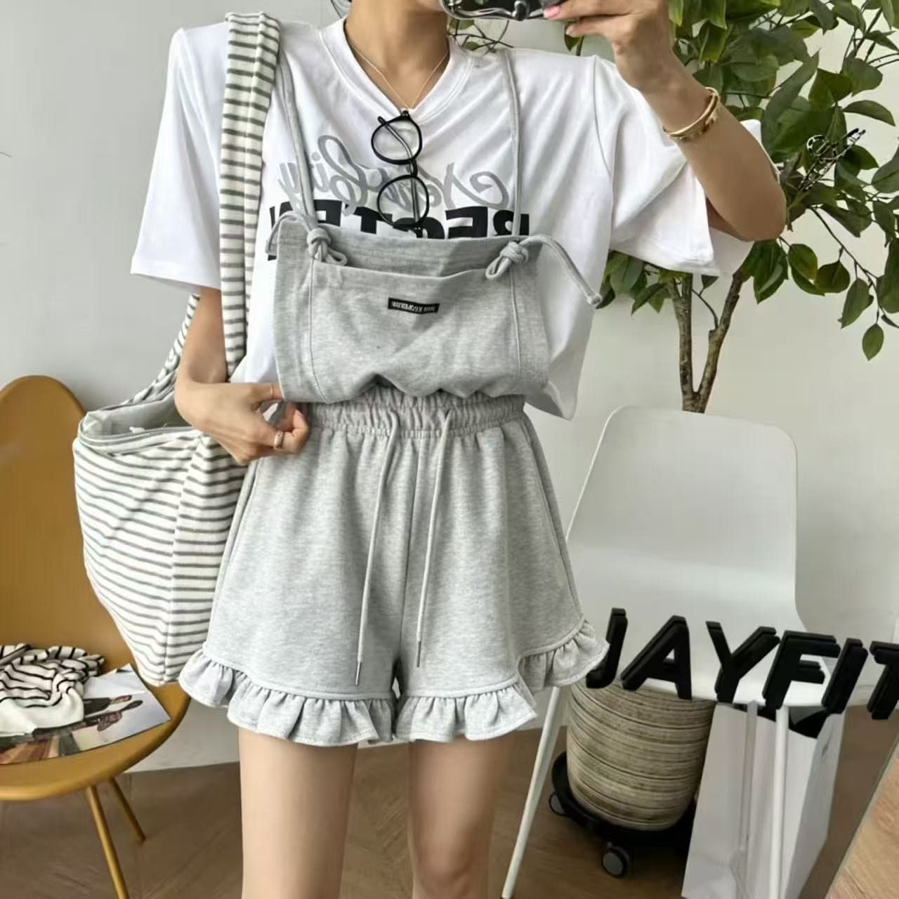 재고 있음 여름 하이웨이스트 허리밴드 슬립 올인원 바지 레이스 바지 캐주얼 바지 상세 이미지 1