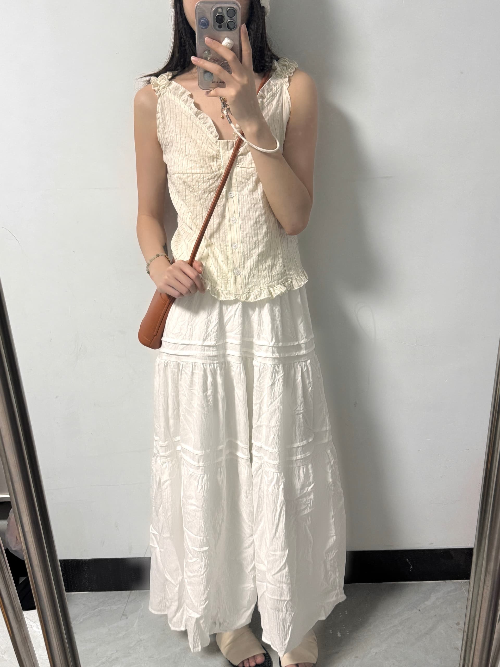 재고 있음 chic 부드러운 Pleat 측면 상쾌 블루 스트라이프 수 있습니다. 오프숄더 둘 착용 셔츠 상세 이미지 15
