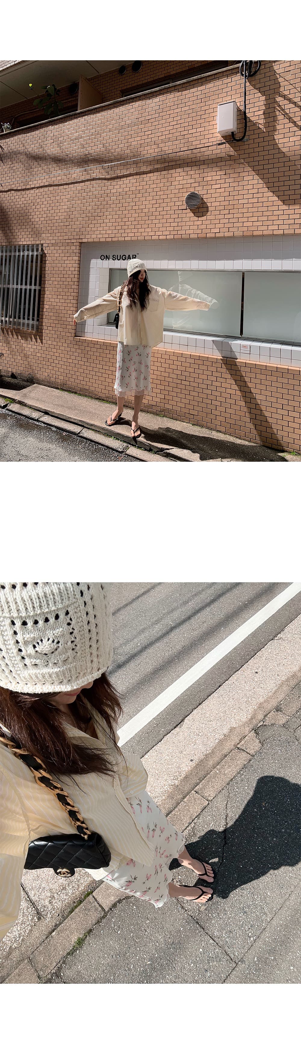재고 있음 chic 레이스 조각 프린트 반신 스커트 상세 이미지 15