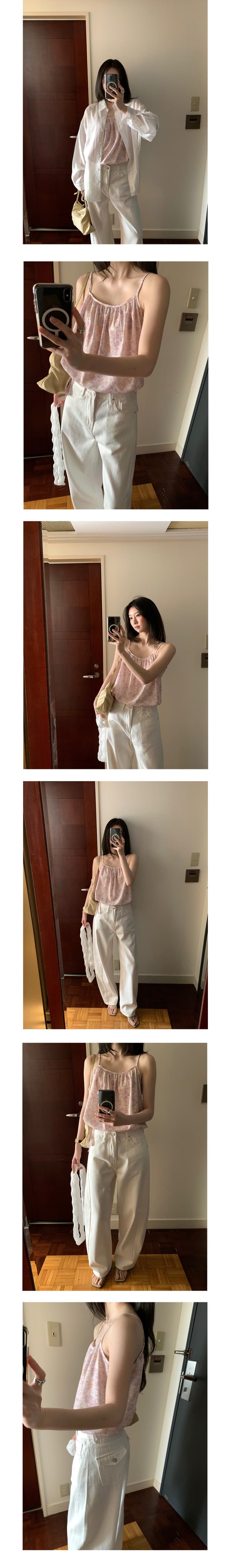 chic 다용도 여름 밑단 펌프 로프 신선함 꽃무늬 쇼트 스타일 캐미솔 상세 이미지 6