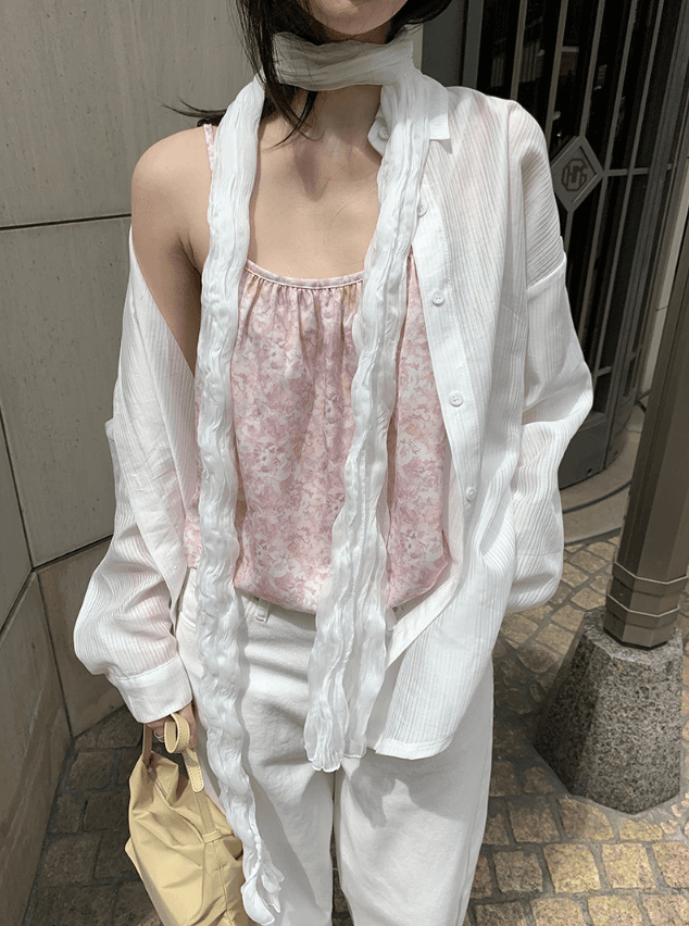 chic 다용도 여름 밑단 펌프 로프 신선함 꽃무늬 쇼트 스타일 캐미솔 상세 이미지 10