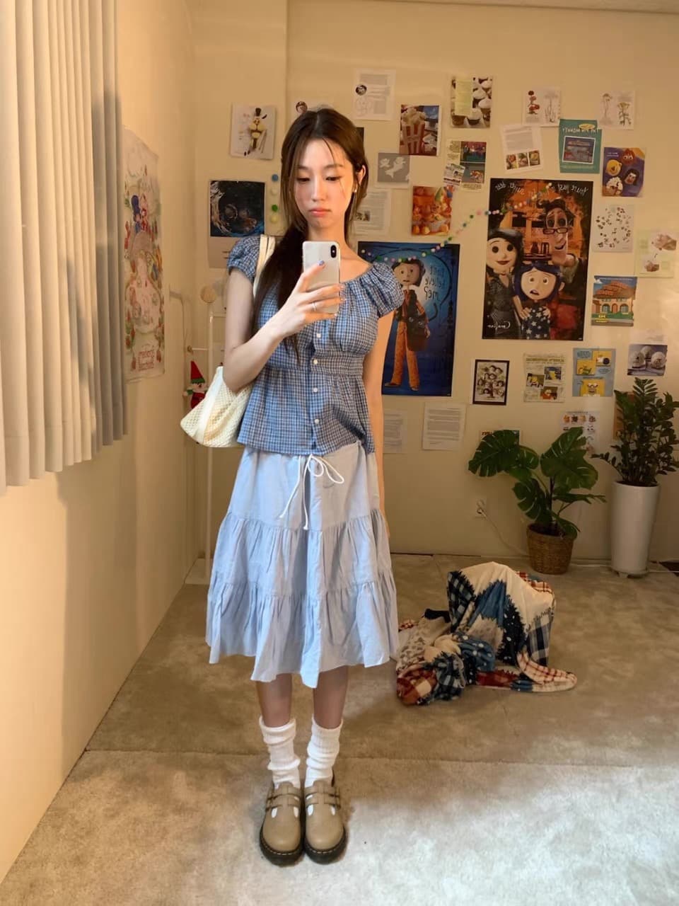 재고 있음 chic 버블 반팔 허리 수축 슬림해 보이는 인형 셔츠 이미지 4