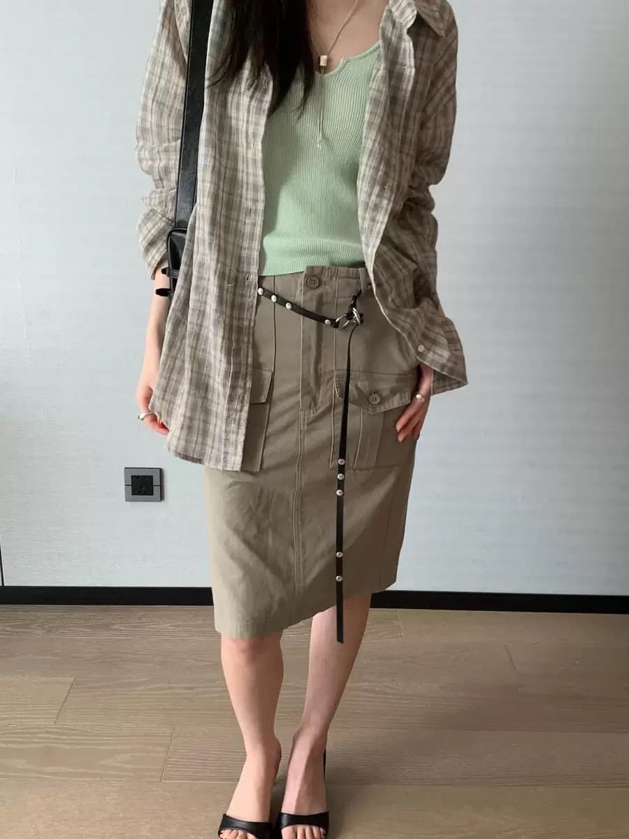 재고 있음 chic 새로운 레트로 체크무늬 여성 셔츠 루즈핏 캐주얼 다용도 긴팔 셔츠 상세 이미지 3