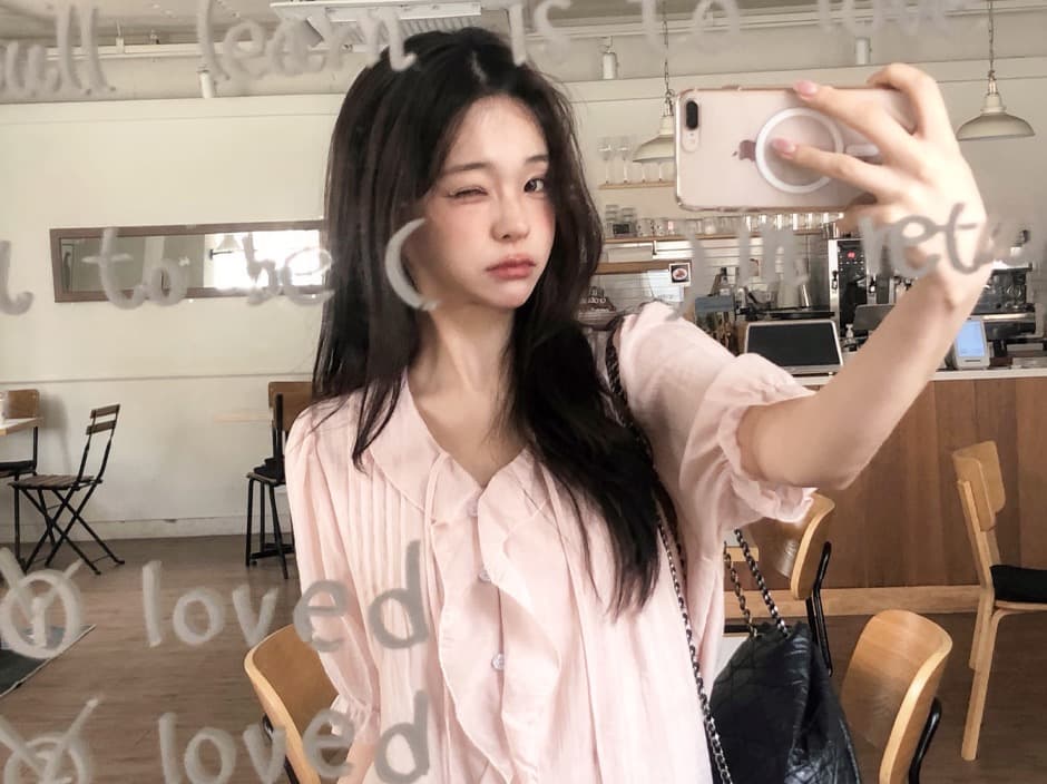 chic 달콤함 낭만주의 연령 감소 프릴 물결무늬 칼라 플리츠 레이스업 마이크로 ~을 통해 이중층 반팔 여성 셔츠 상세 이미지 6