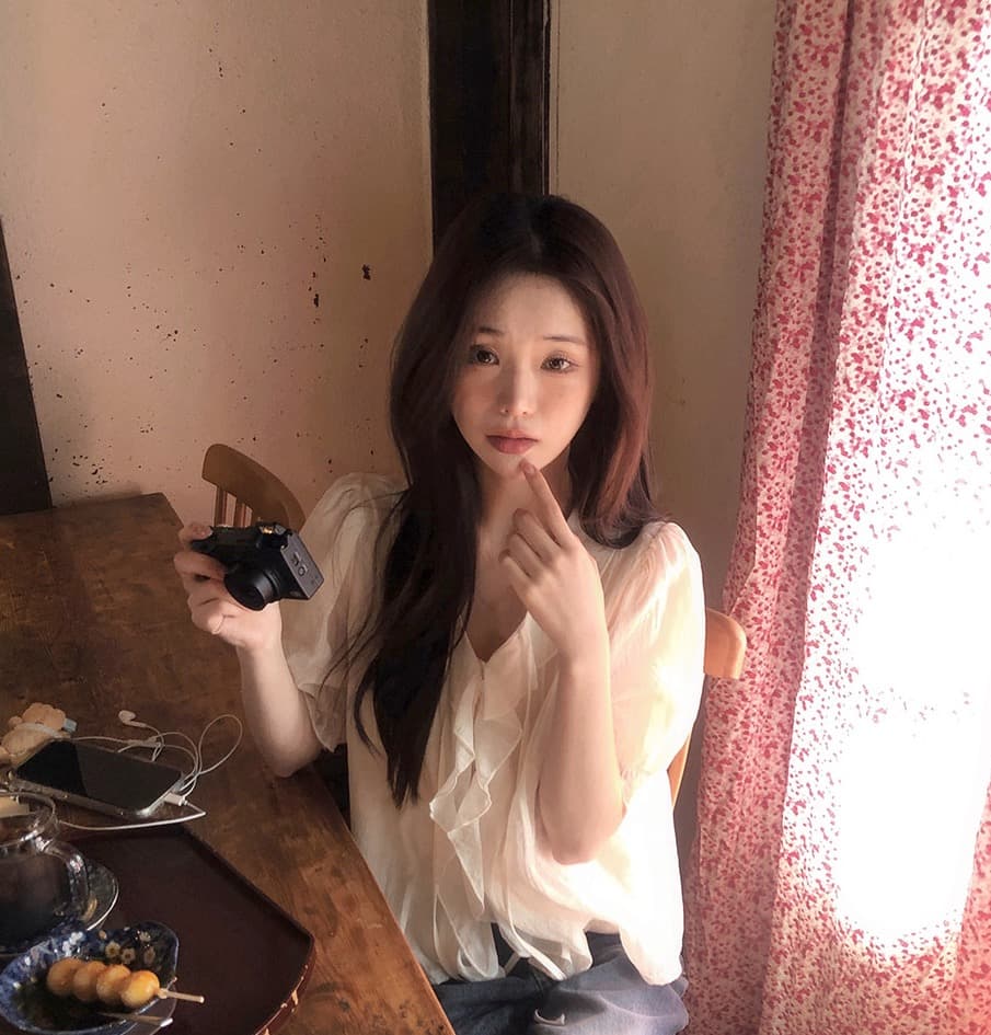 chic 달콤함 낭만주의 연령 감소 프릴 물결무늬 칼라 플리츠 레이스업 마이크로 ~을 통해 이중층 반팔 여성 셔츠 상세 이미지 21
