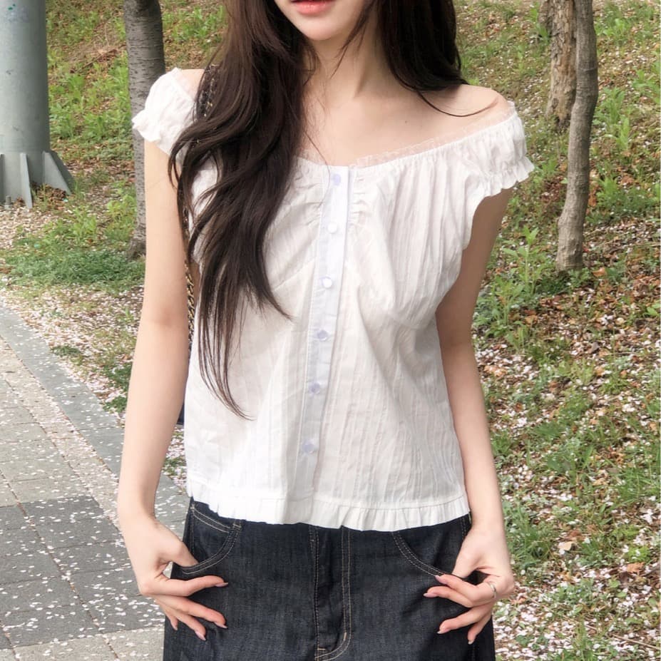 재고 있음 레이스 레트로 여름 무거운 작업 순수한 욕망 슬림해 보이는 다용도 민소매 조끼 이미지 2