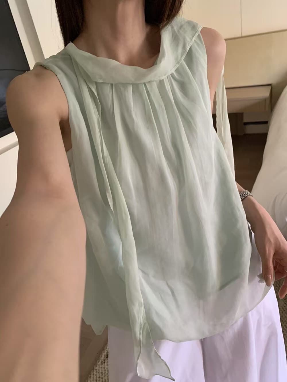 재고 있음 chic 다용도 단색 연령 감소 레이스업 분위기 센스 캐미솔 상세 이미지 9