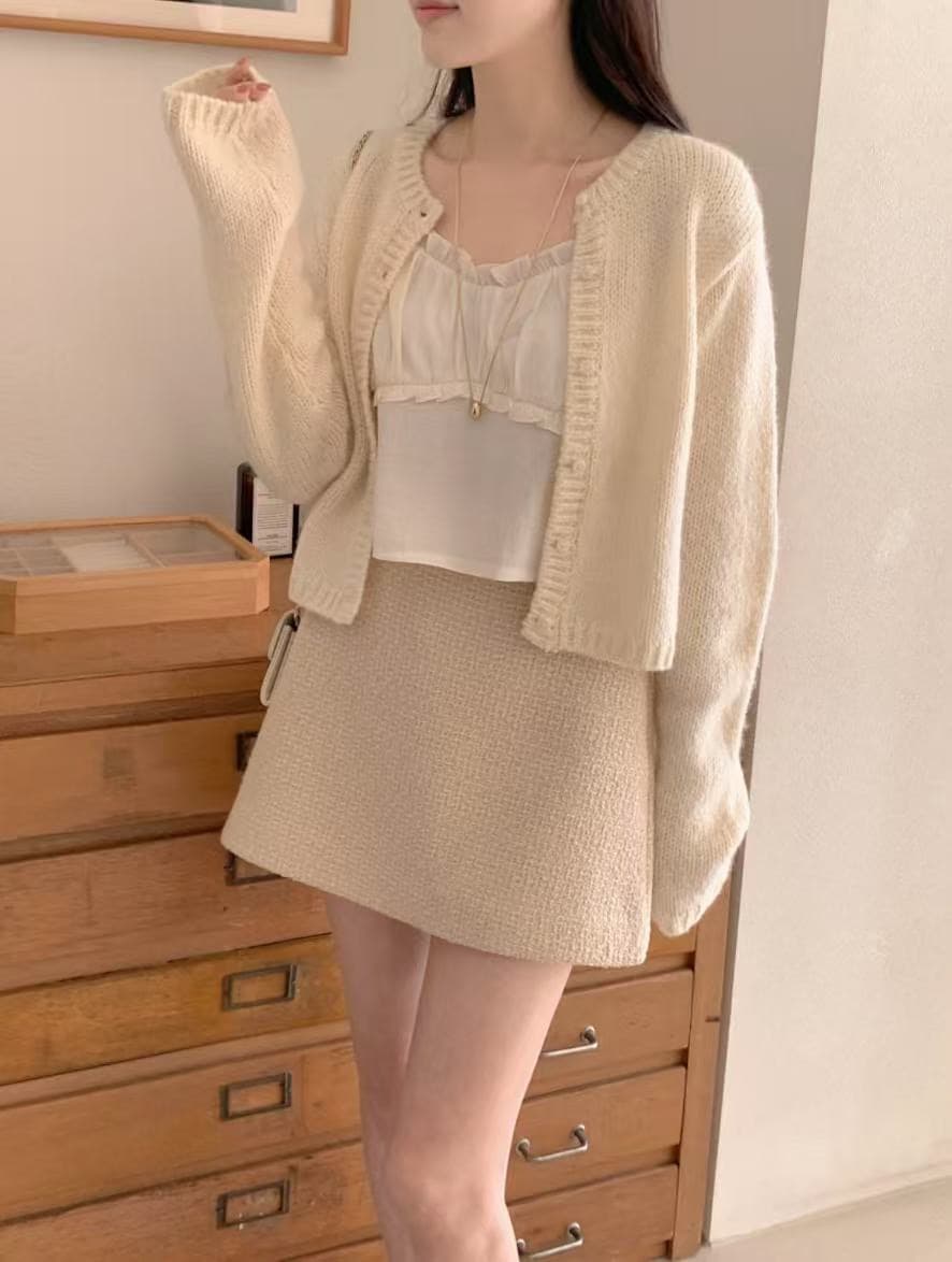 재고 있음 미니멀리즘 달콤함 부드러운 목이버섯 레이스 칼라 주름 디자인 슬립 작은 조끼 상세 이미지 10