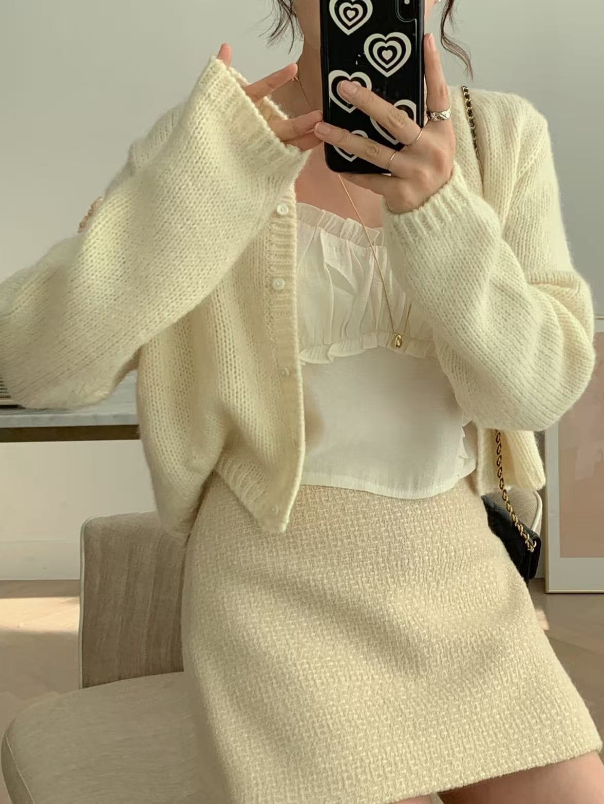 재고 있음 미니멀리즘 달콤함 부드러운 목이버섯 레이스 칼라 주름 디자인 슬립 작은 조끼 상세 이미지 16