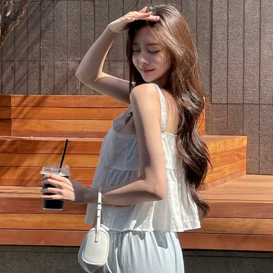 chic 새로운 달콤함 소녀 센스 싱글 줄 버튼 레이스업 자카드 연령 감소 슬립 이미지 4