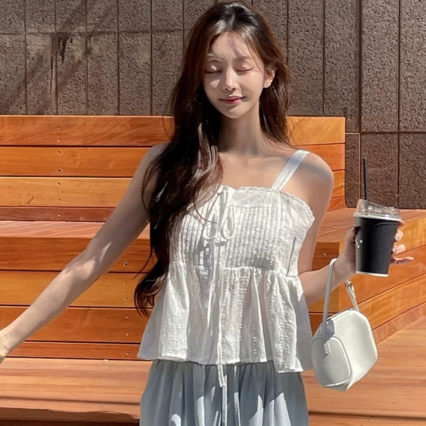 chic 새로운 달콤함 소녀 센스 싱글 줄 버튼 레이스업 자카드 연령 감소 슬립 상세 이미지 2