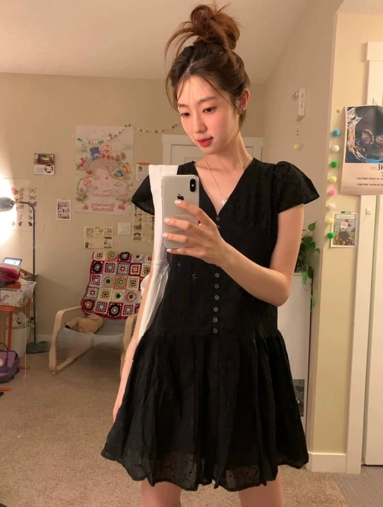 있음 창고 프랑스식 V넥 레이스 자수 스택 가져 가라. 다용도 달콤함 여성 드레스 상세 이미지 20