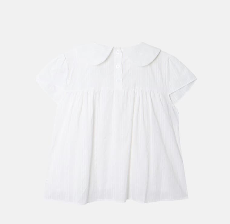 재고 있음 chic 한 여름 귀신 부서 소녀 레트로 디자인 센스 체크무늬 나비 매듭 베이비 칼라 셔츠 상세 이미지 38