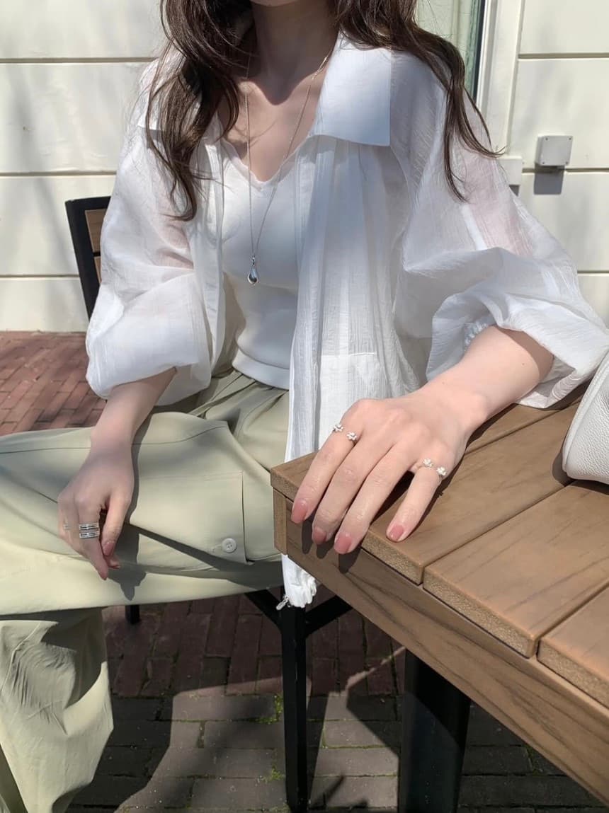 재고 있음 chic 원본 한 부서 다용도 주간 실크 자외선 차단 셔츠 상세 이미지 4
