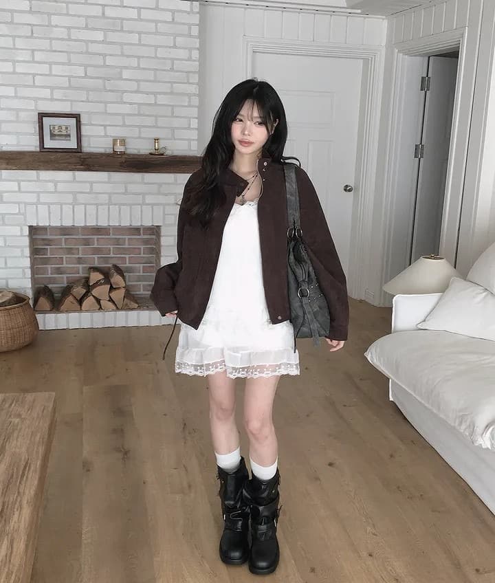 재고 있음 레이스 측면 슬립 부드러운 다용도 레이스 패치워크 드레스 상세 이미지 15