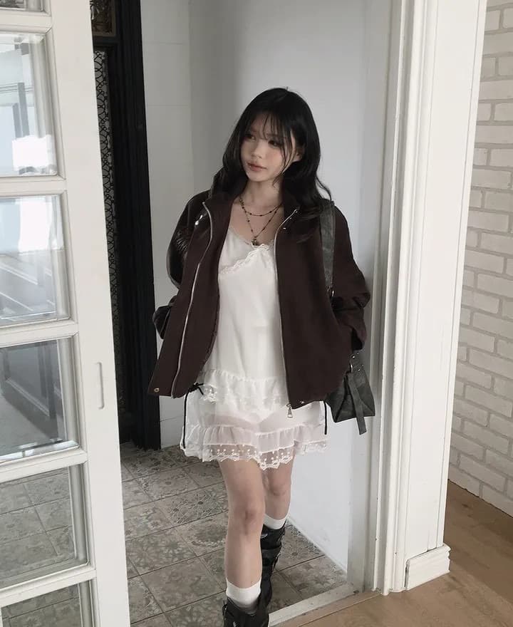 재고 있음 레이스 측면 슬립 부드러운 다용도 레이스 패치워크 드레스 상세 이미지 17