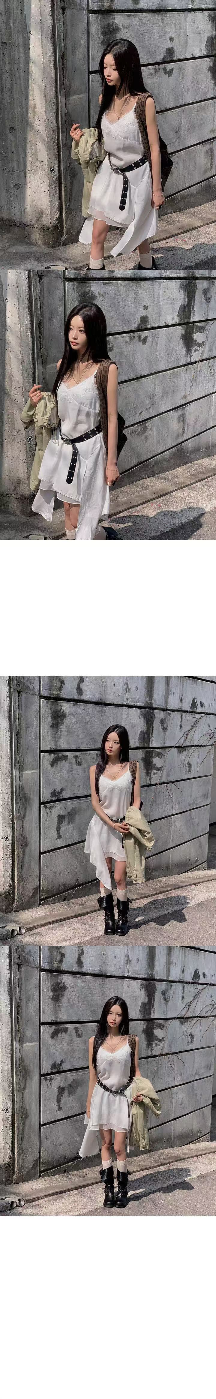 재고 있음 한국 2026 불규칙 디자인 레이스 모서리 연마 슬립 드레스 상세 이미지 9